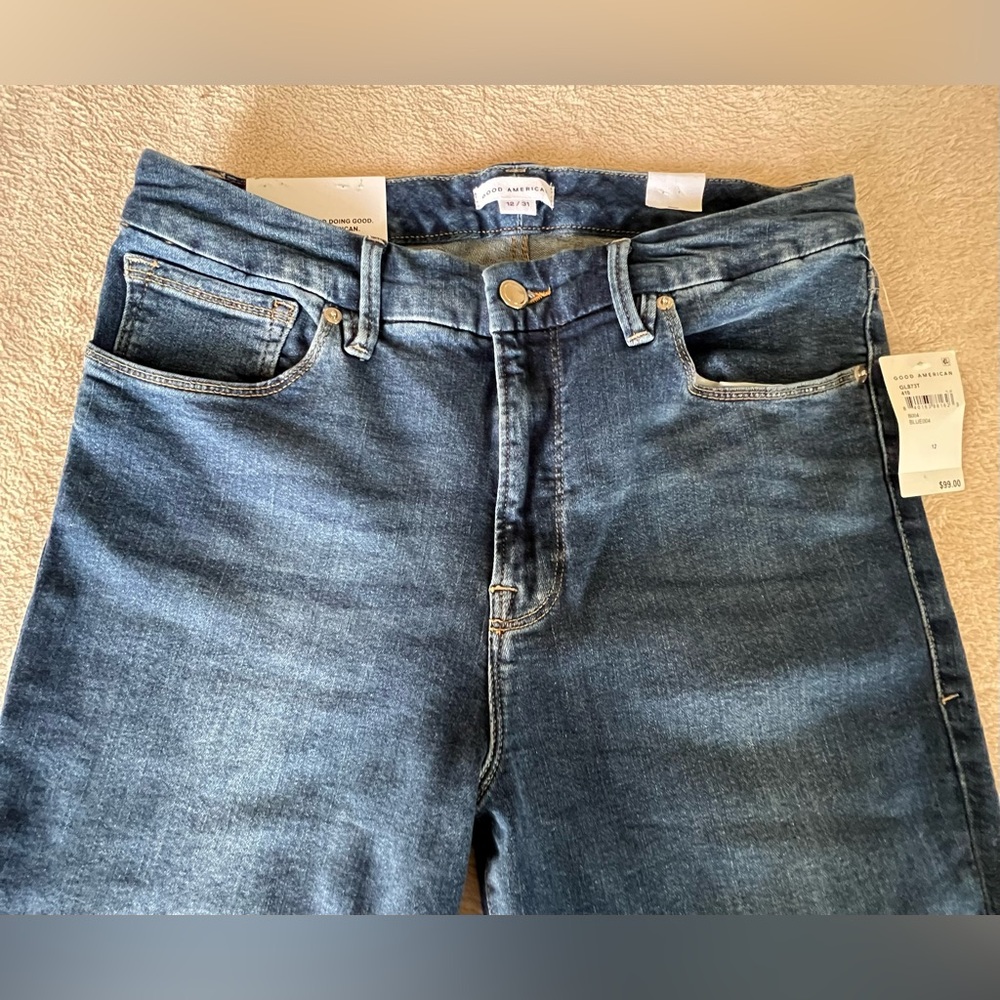 NWT Good American Good Legs Long Mid Blue High-Rise Skinny Jeans - Picture 5 of 11